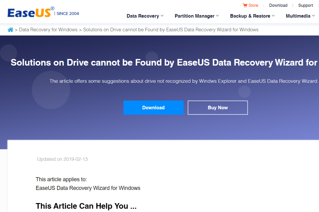 EaseUS Data Recovery Wizardサポート機能