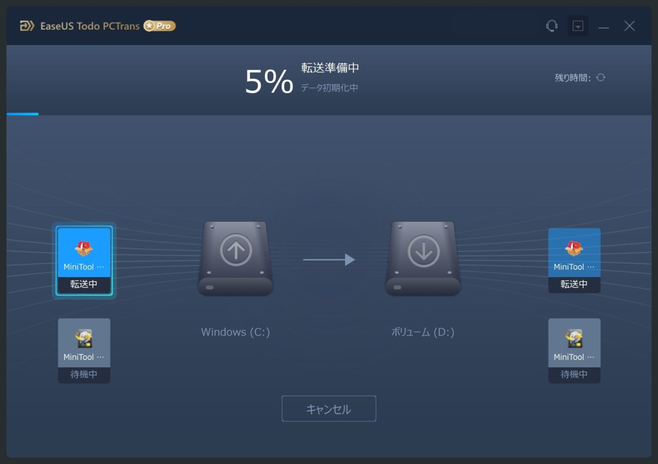 EaseUS Todo PCTrans転送待ち
