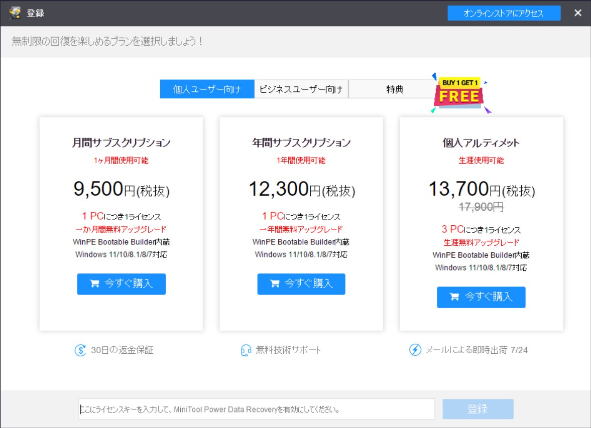 MiniTool Power Data Recovery　料金プラン